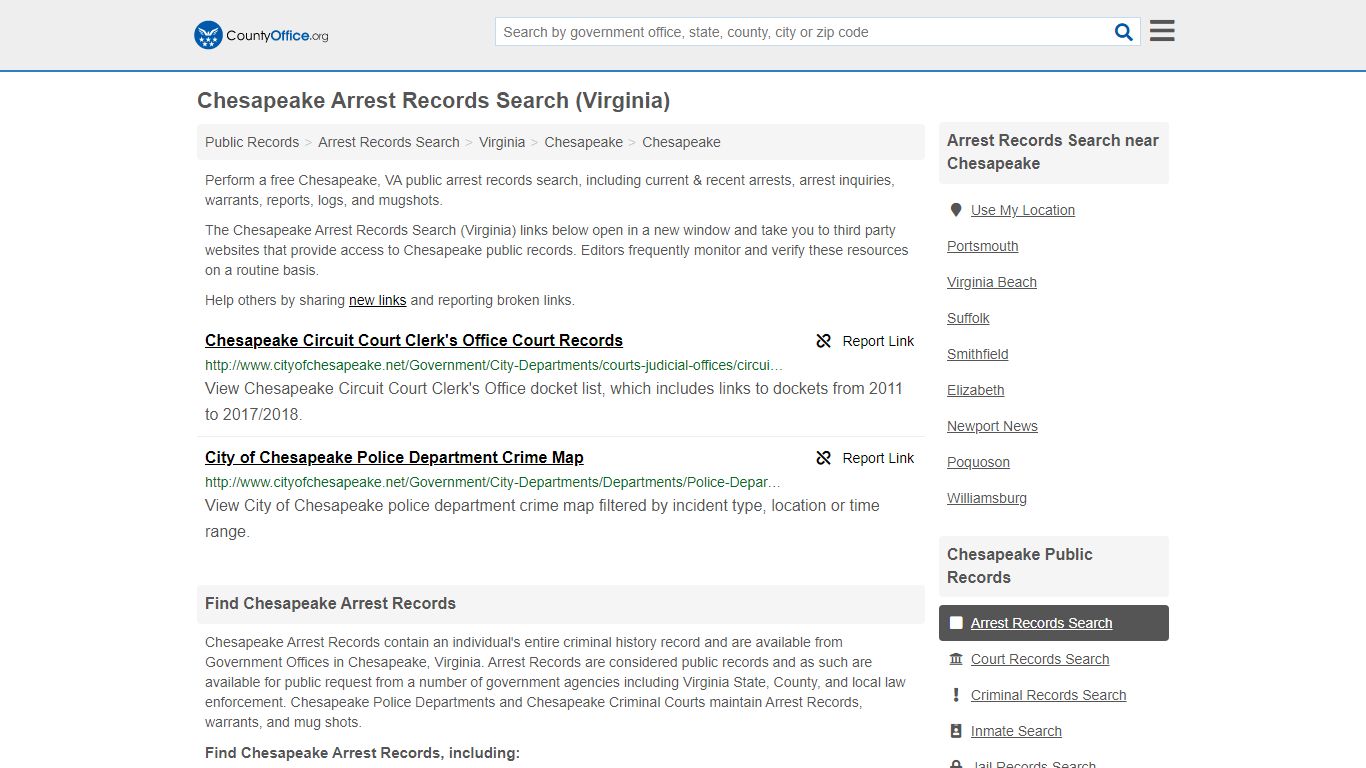 Arrest Records Search - Chesapeake, VA (Arrests & Mugshots)