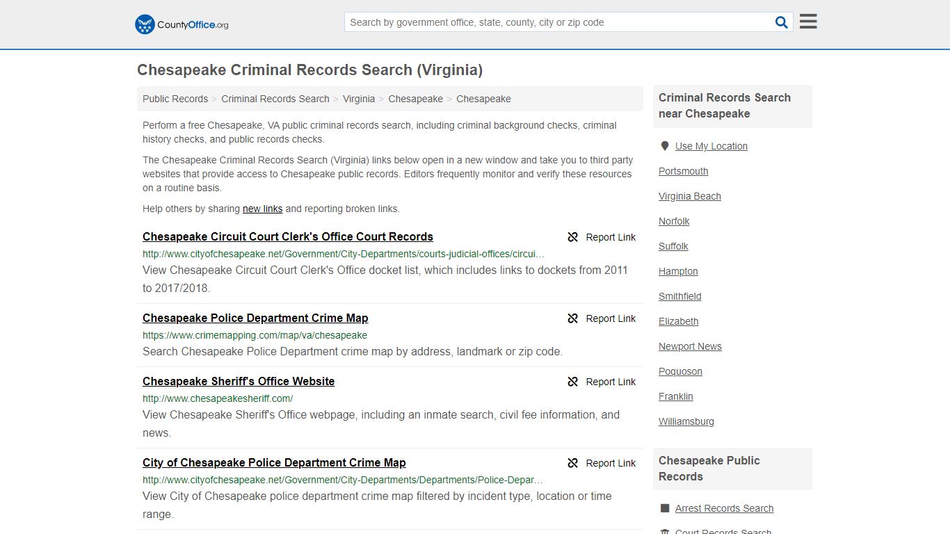 Criminal Records Search - Chesapeake, VA (Arrests, Jails ...